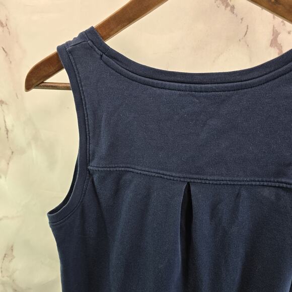 J Jill Shirt Womens Small Petite Tank Top Navy Pima Back Pleat Scoop Neck Tee T - Picture 6 of 8